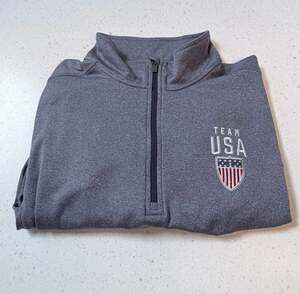 Team USA Olympic Team Apparel Grey Heathered 1/4 Zip Pullover Size Large